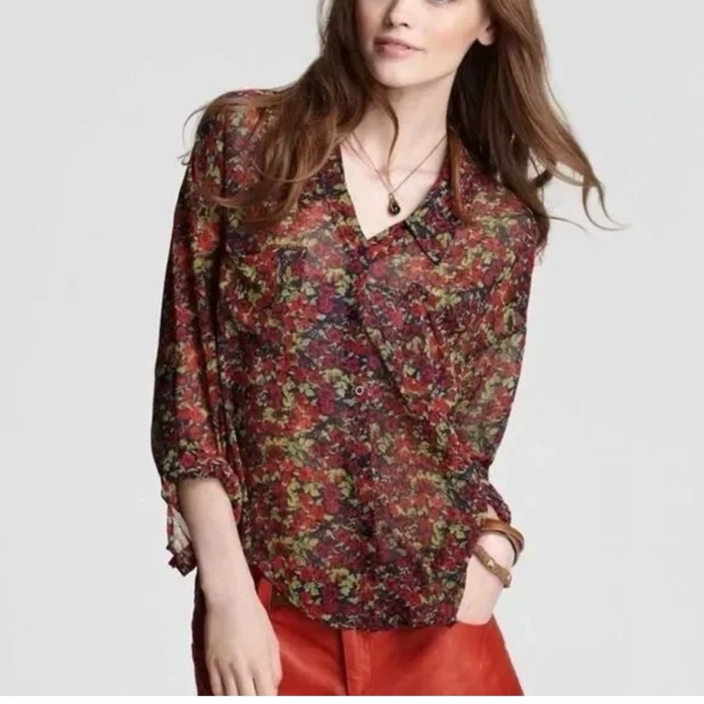 Free People Multicolor Floral Blouse